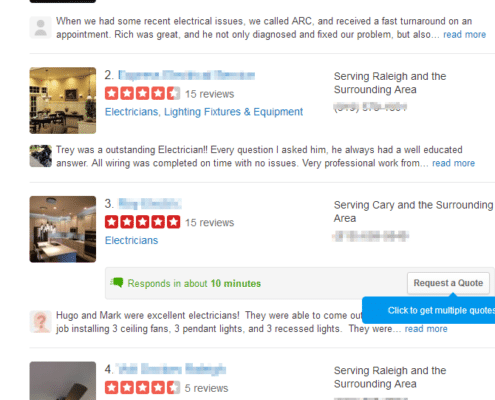 Electricians Ratings on Yelp