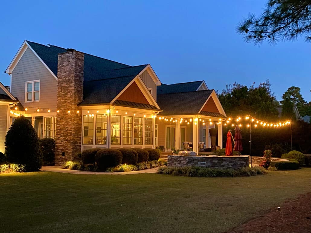 Exterior lighting on a house