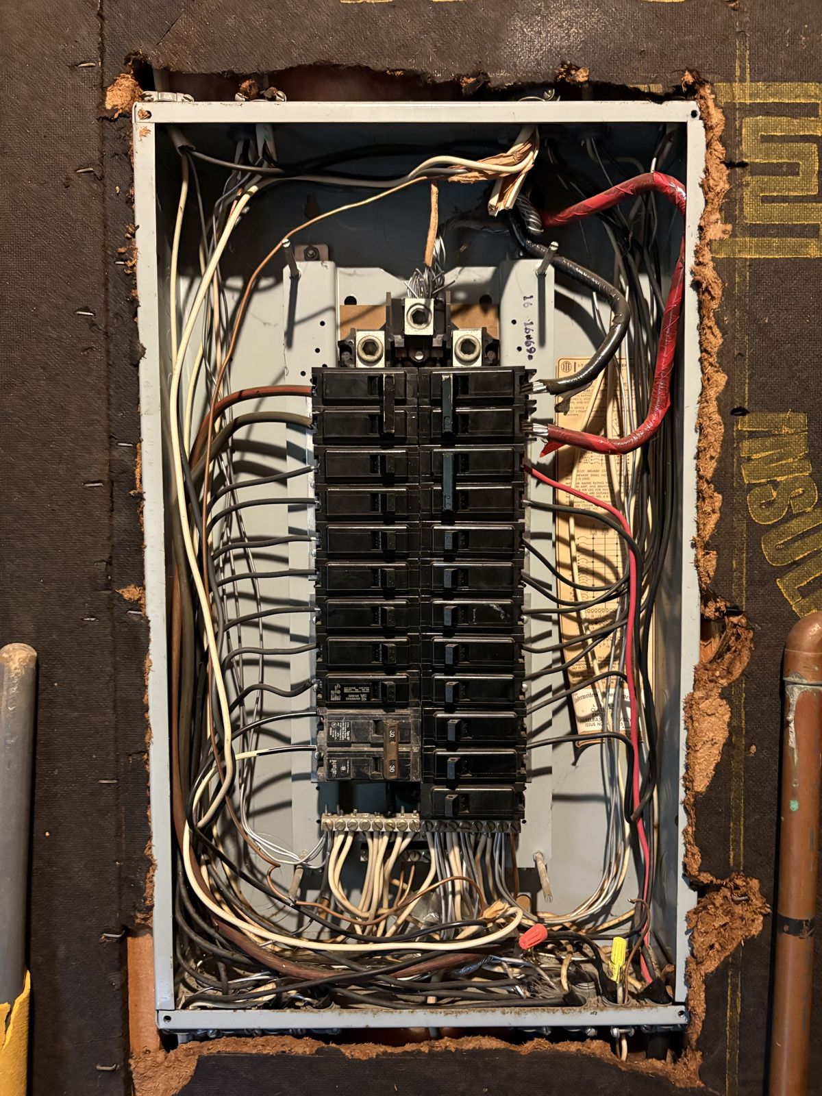 Original ITE electrical panel with aluminum branch wiring in a 1969 home in Cary, NC