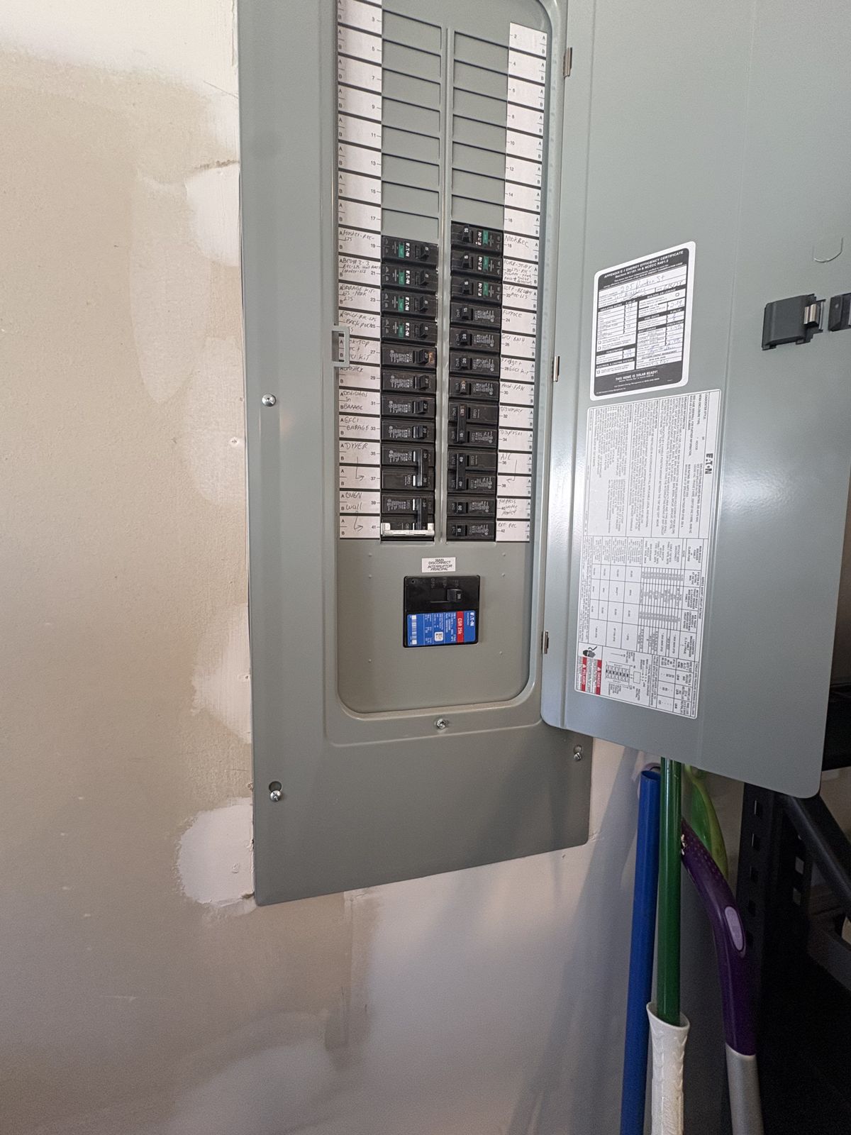 Eaton electrical panel before a generator interlock was fitted