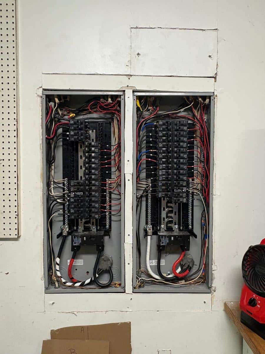 Two new 200-amp panels installed side by side
